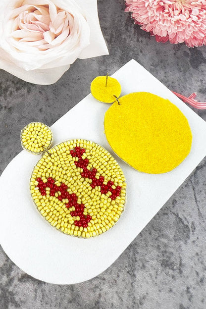 SEED BEAD SOFTBALL AND BASEBALL SPORTS POST EARRINGS