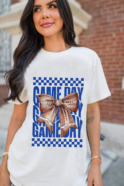 White Football Knot GAME DAY Graphic Tee