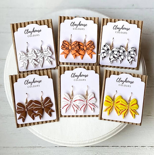 Sports Bow Earrings | Baseball Bows | Softball Bows 