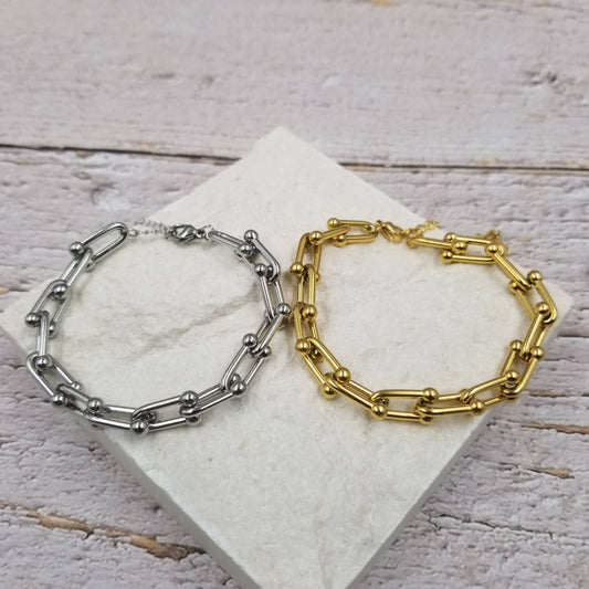 U Link Chain Chunky Bracelet - Gold & Silver