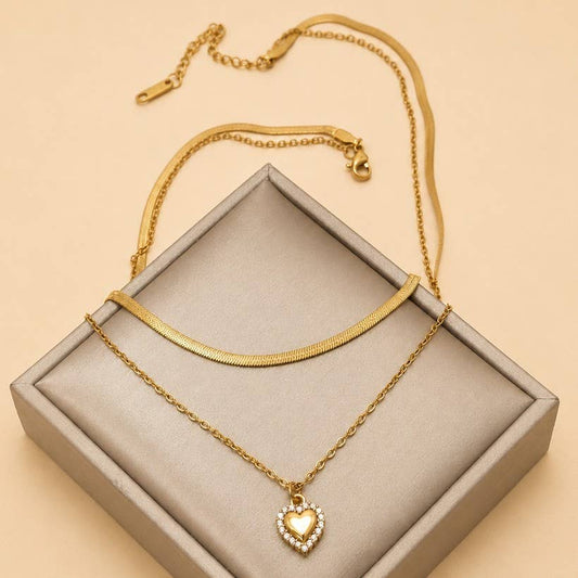 18K STAINLESS STEEL TARNISH FREE HEART NECKLACE | 40NK9732