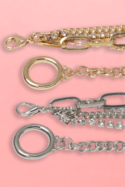 Layered Rhinestone Chain Collarbone Necklaces Set