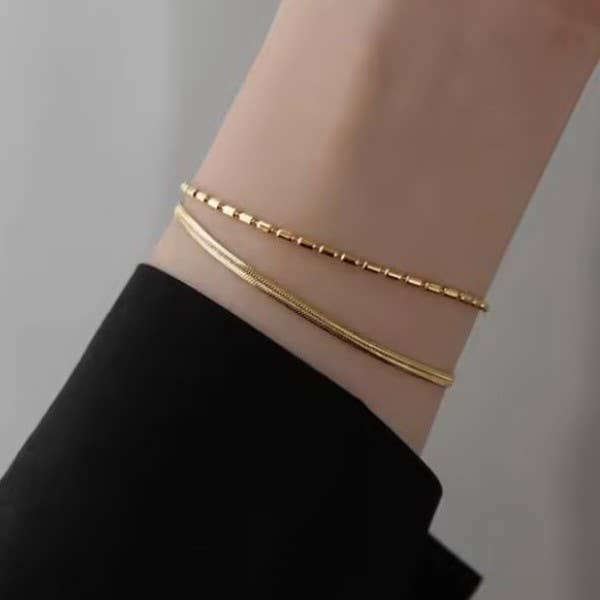 18K STAINLESS STEEL TARNISH FREE LAYERED BRACELET