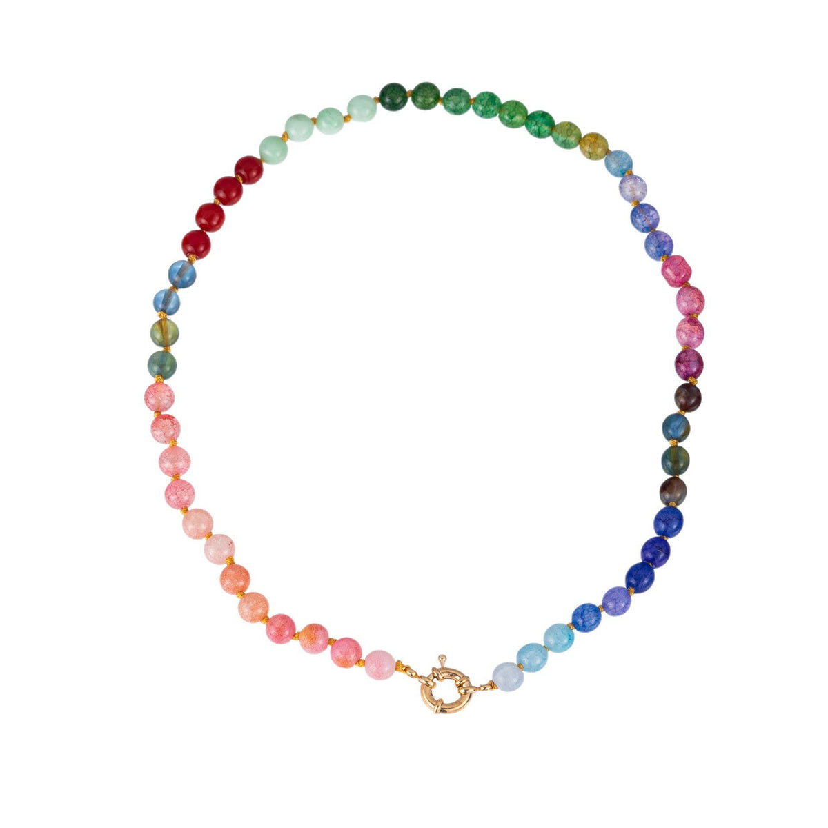 Rainbow Natural Stone & Pearl Beaded Necklace