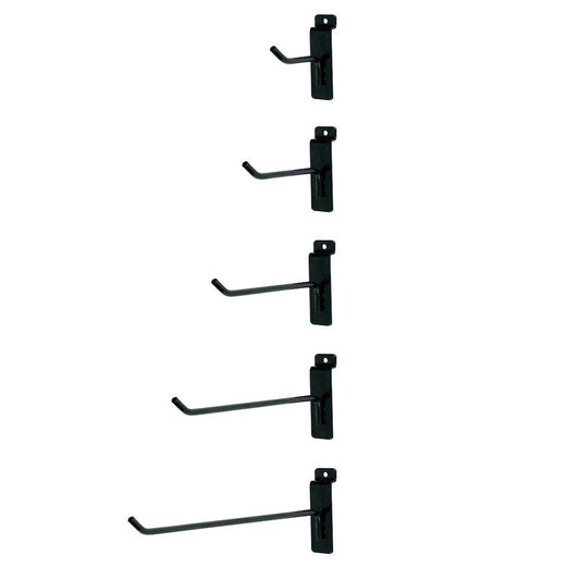 25 Black Slatwall Hook Bundle - 2",4",6",8",10"