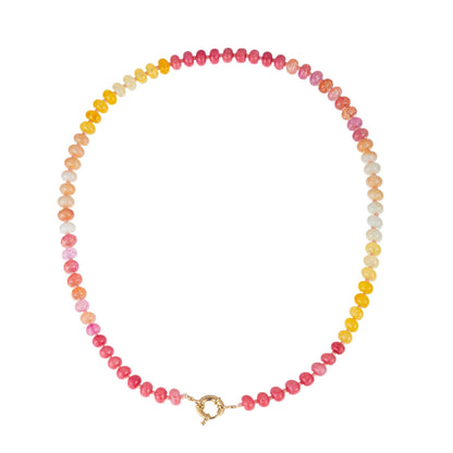 Rainbow Natural Stone & Pearl Beaded Necklace