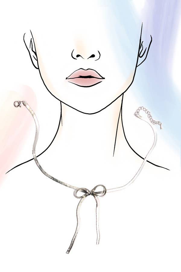 Herringbone Snake Chain Bow Necklace