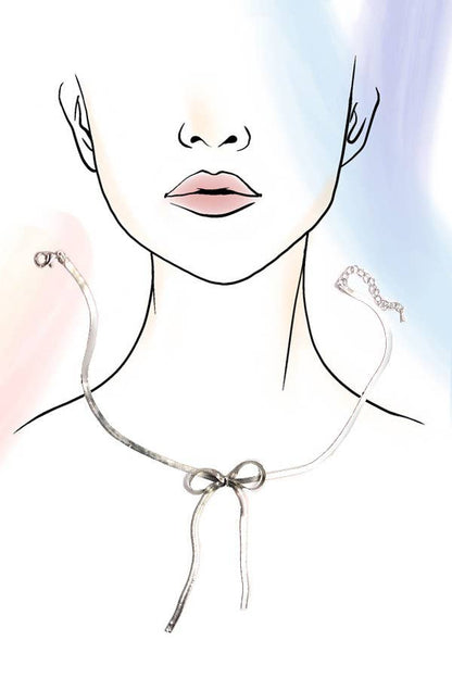 Herringbone Snake Chain Bow Necklace