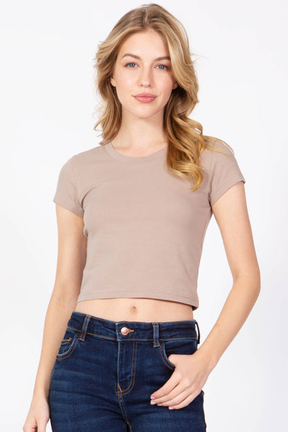Basic Solid Crop Top Baby Tee