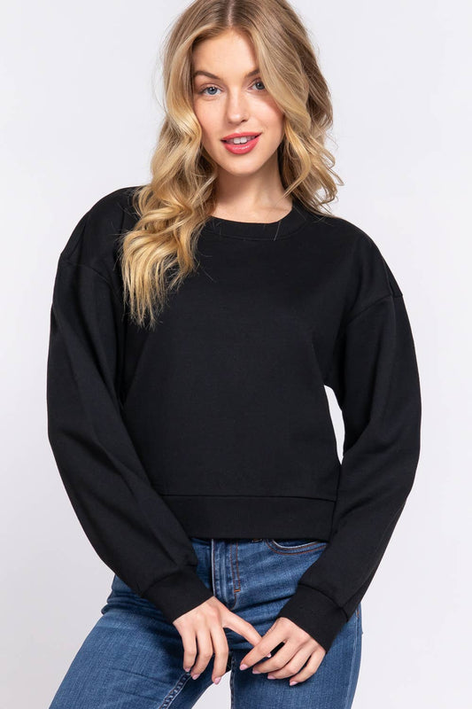 Long Sleeve Round Neck Crop SweatShirt