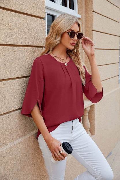 Round Neck Short Sleeved Top