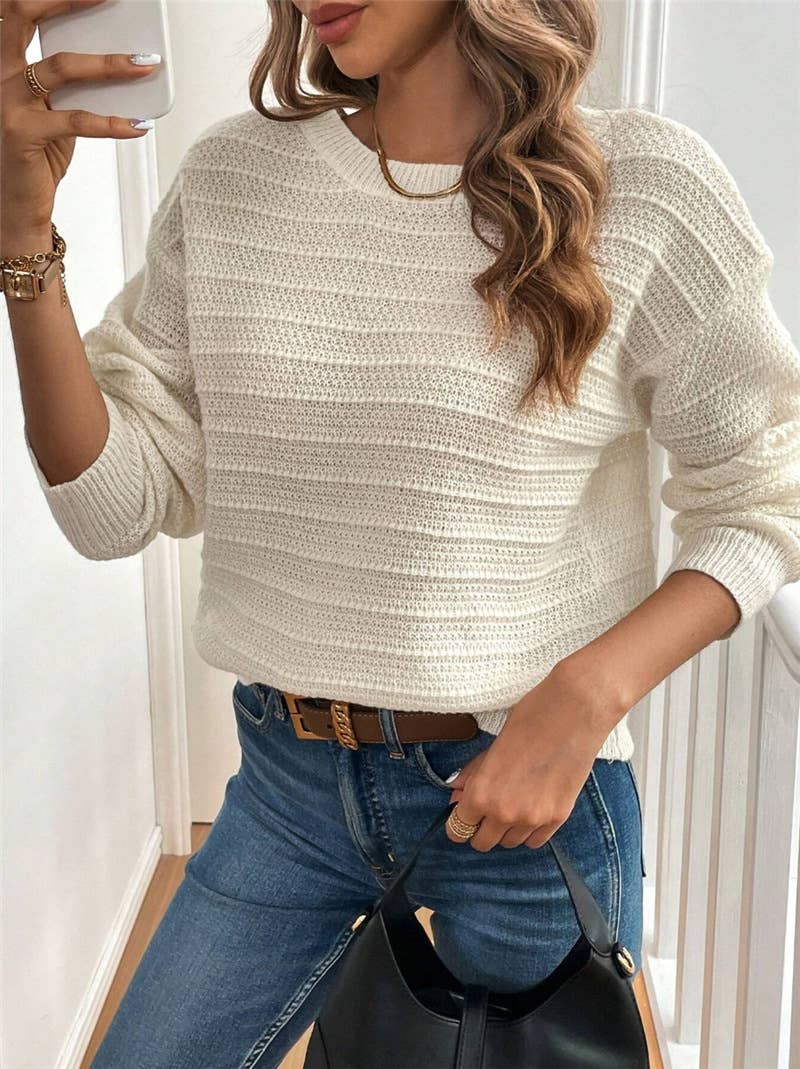 Cozy Tie Back Crew Neck Fall Sweater