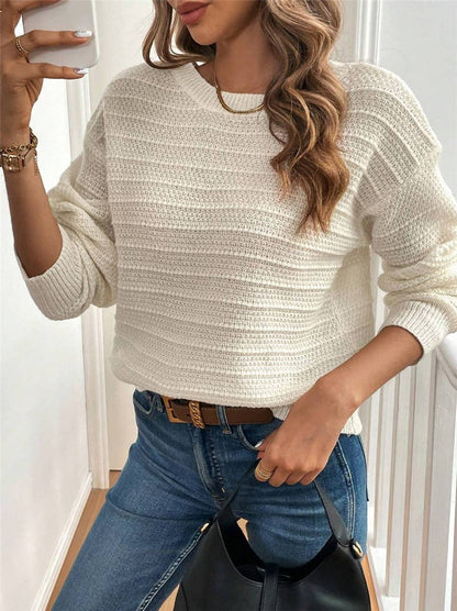 Cozy Tie Back Crew Neck Fall Sweater