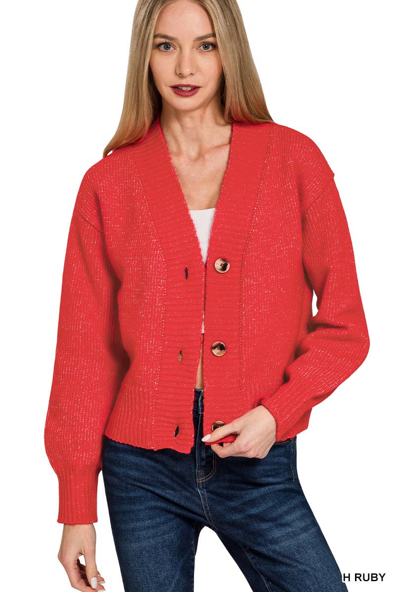 Melange Button Front Sweater Cardigan
