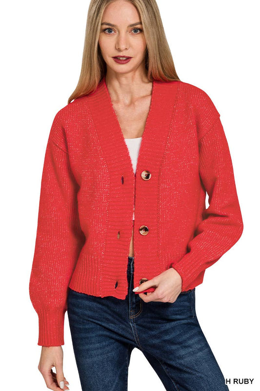 Melange Button Front Sweater Cardigan