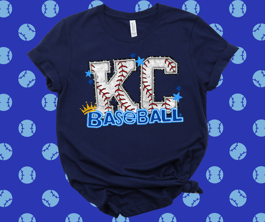 KC Baseball Letters Navy Graphic Tee