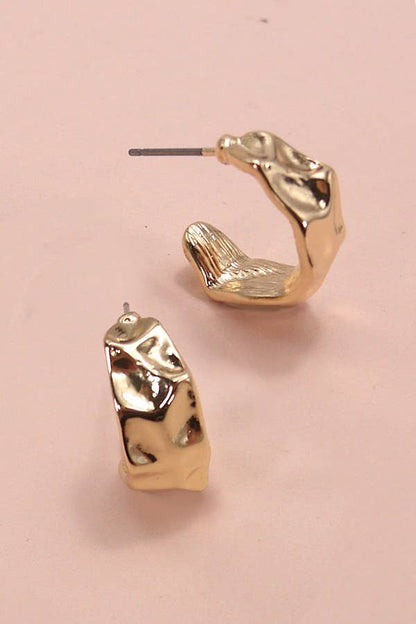 Mini Hammered Hoop Huggie Earrings