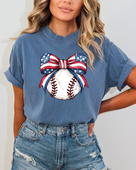 American Baseball Bow Comfort Colors Tee