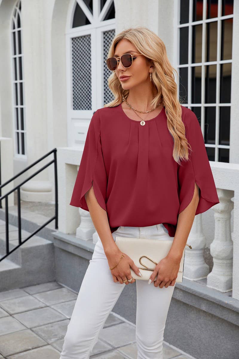 Round Neck Short Sleeved Top