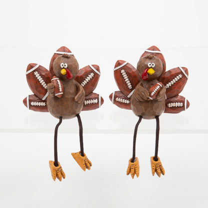 Fall/Harvest 4.3"L Resin Harvest Football Turkey Shelf Sitte