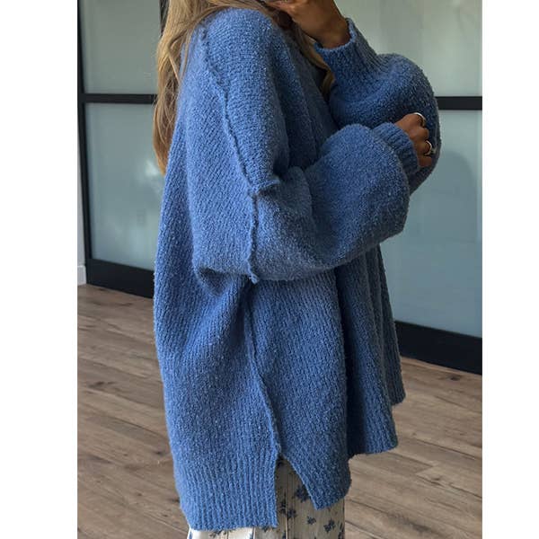 Crewneck Side Slit Sweater