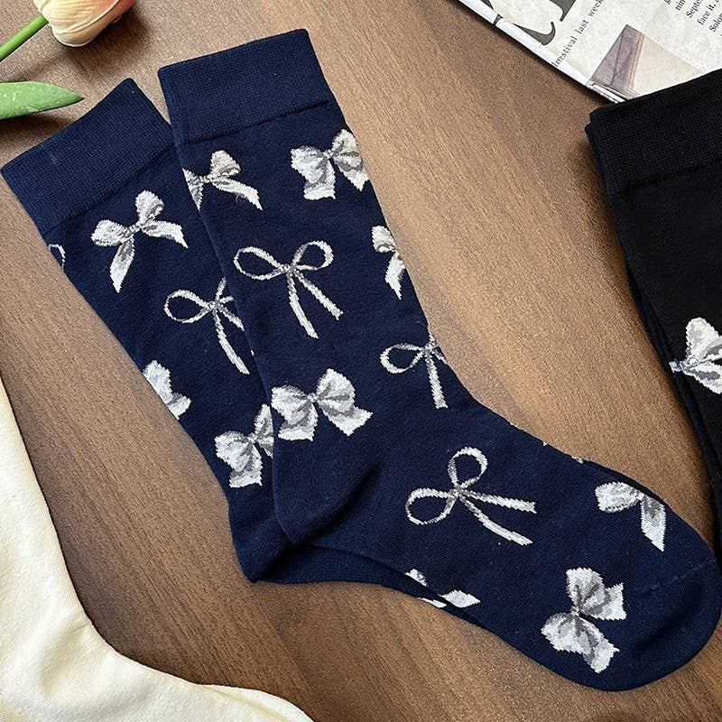 BOW  MID CALF LENGTH SOCKS