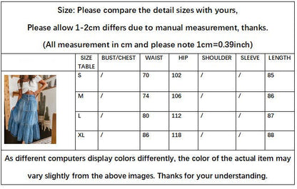 Bohemian Tiered Denim Skirt A-Line