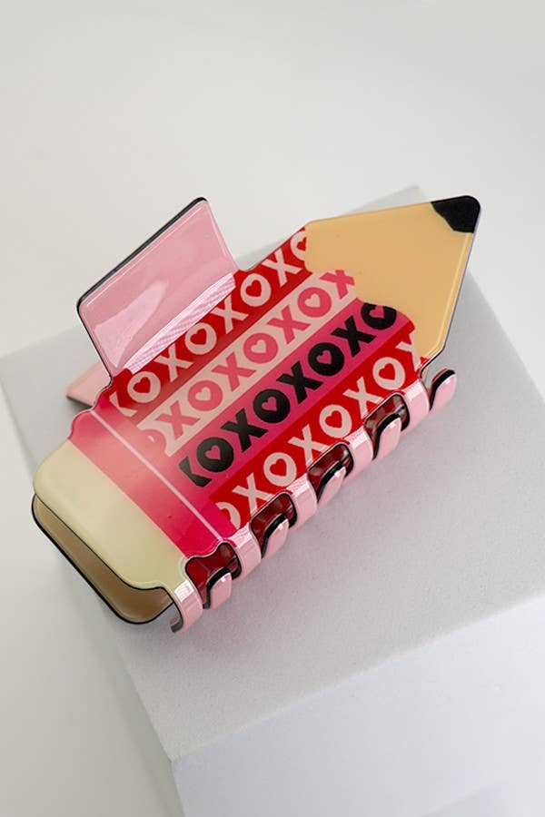 JUMBO FUN SCHOOL PENCIL HAIR CLAW CLIP