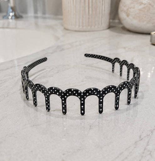 Black Polka Dot Zig-Zag Headband