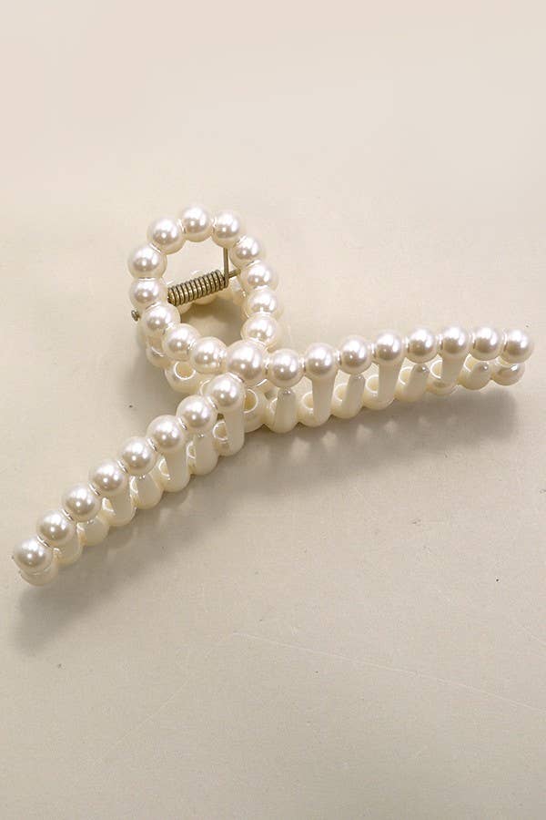 Pearl-Embellished Hair Claw Set
