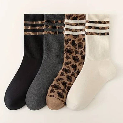 WOMAN ANIMAL LEOPARD HALF CREW THROWBACK SOCKS