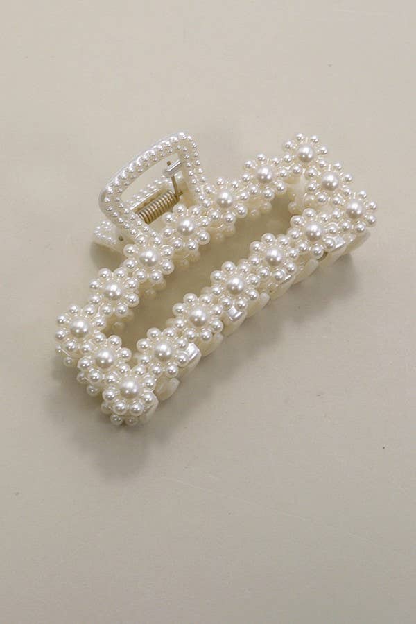 Pearl-Embellished Hair Claw Set