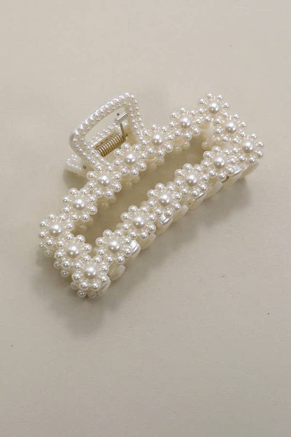 Pearl-Embellished Hair Claw Set