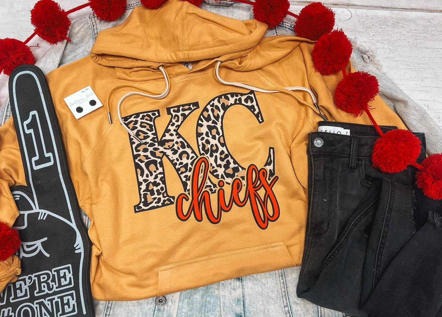 KC CHIEFS LEOPARD HOODIE (MUSTARD)