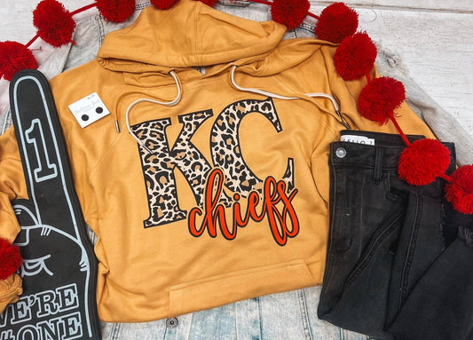 KC CHIEFS LEOPARD HOODIE (MUSTARD)