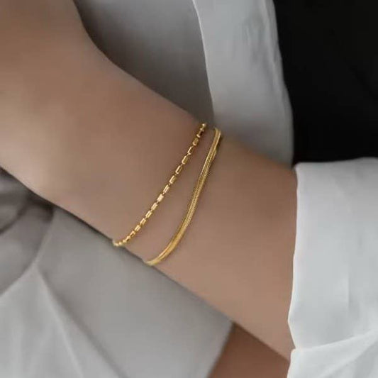 18K STAINLESS STEEL TARNISH FREE LAYERED BRACELET