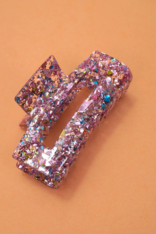 LARGE TRENDY GLITTER RECTANGLE HAIR CLAW CLIPS