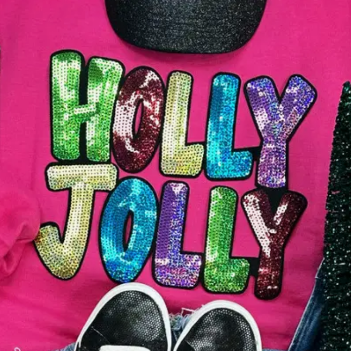 Holly Jolly Sequin Patch Sweatshirt