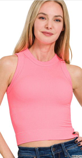Built In Bra Seamless Crop Tank Top Shirt
