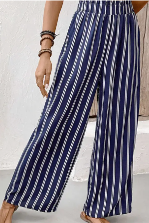 Printed Split High Waist Wide Leg Pants